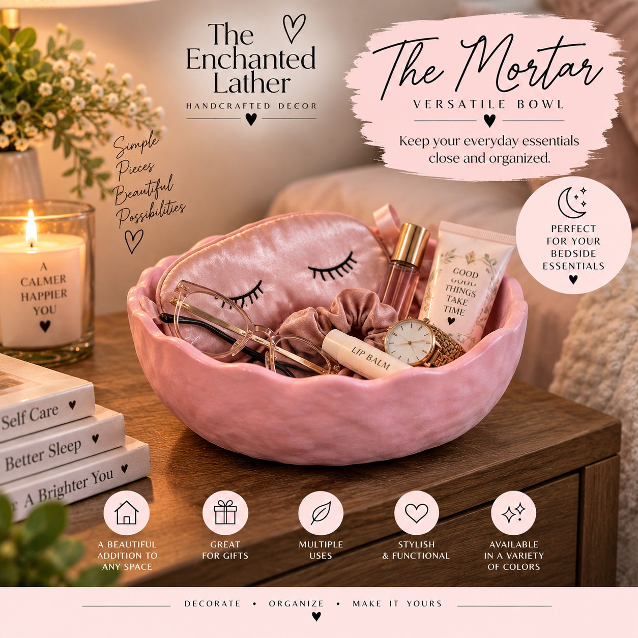 The Mortar with bedside essentials