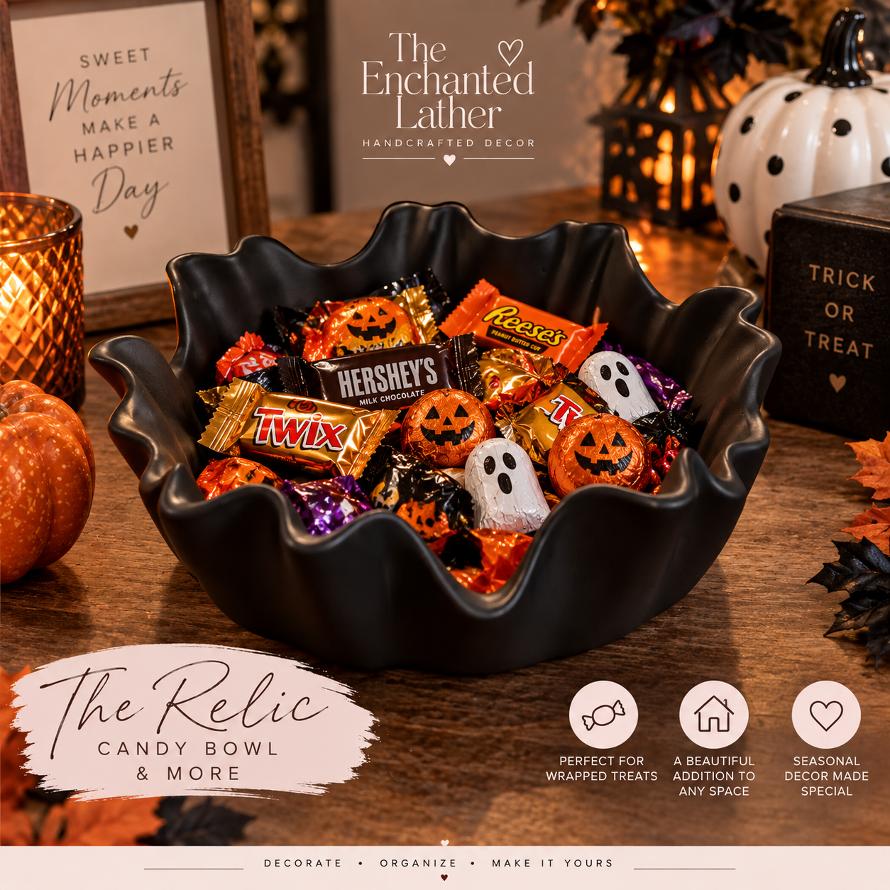 The Relic styled with wrapped Halloween candy