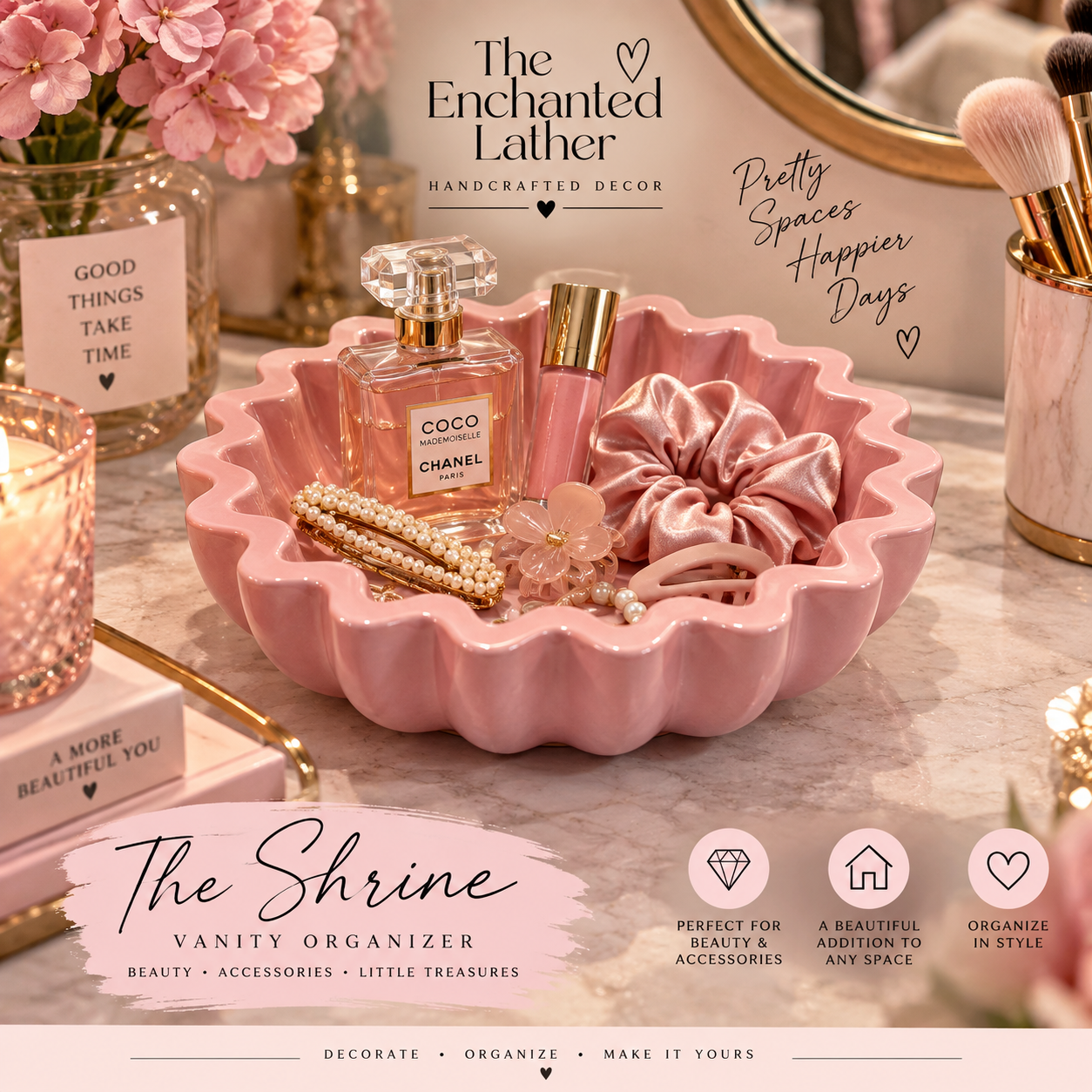 The Shrine styled as a vanity organizer
